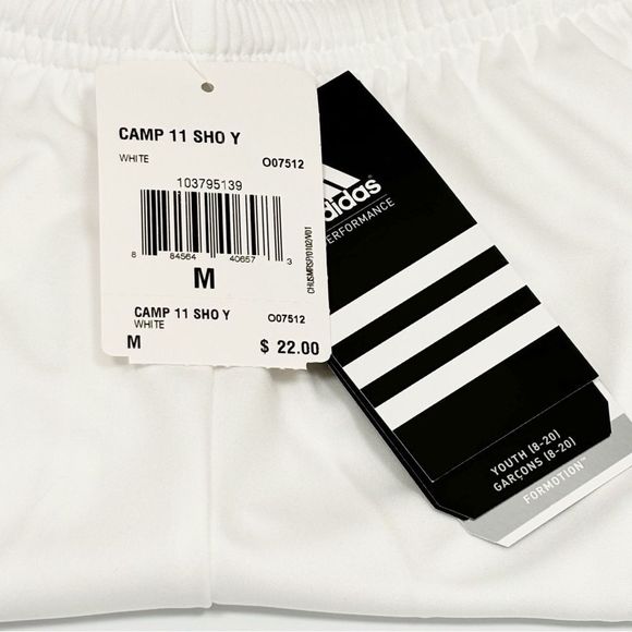 Adidas Camp 11 White-on-White Soccer Shorts | Youth Girls Medium | NEW - Picture 15 of 15